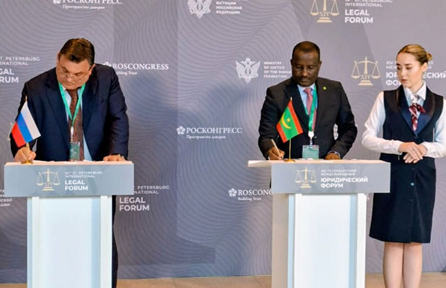 Signature à Saint Petersbourg d’un accord de coopération dans le domaine judiciaire entre la Mauritanie et la Fédération de Russie